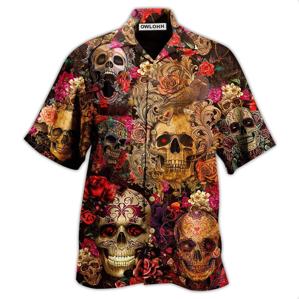 Skull Day Of The Dead Floral Hawaii Shirt Ha32098