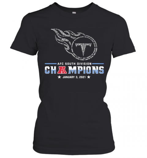 Tennessee Titans Afc South Division Champions January 3 2021 Women’S T-Shirt