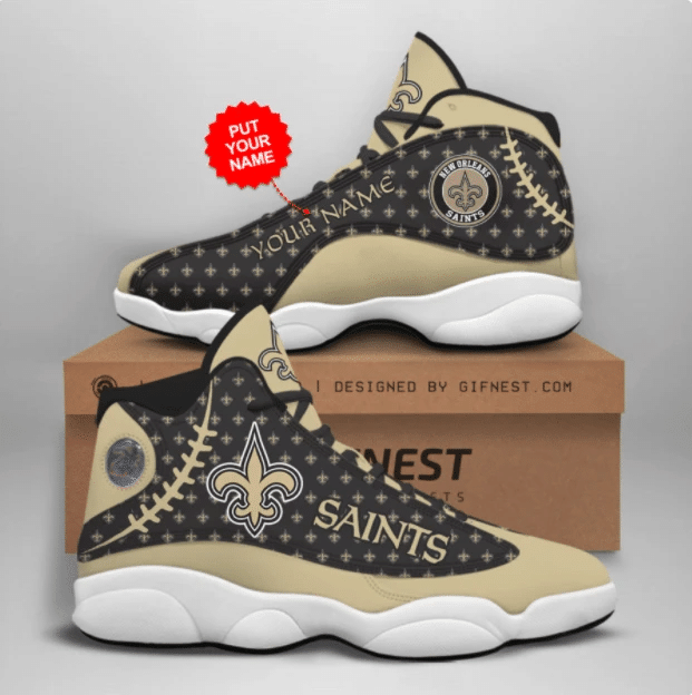 Personalized New Orleans Saints Team Logo Air Jordan 13 Printing Shoes Sneaker