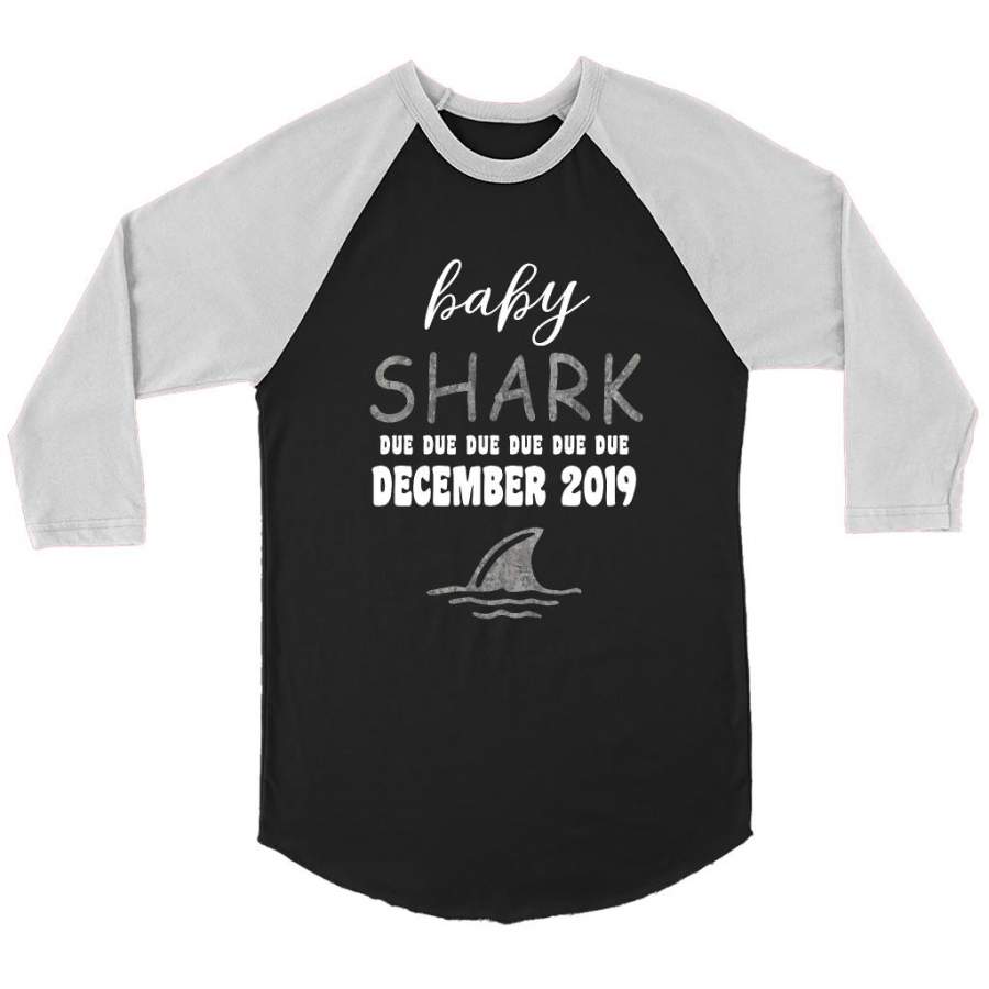 Baby Shark Due Due Due Due December 2019, Birthday Gift – Canvas 3/4 Raglan Shirt