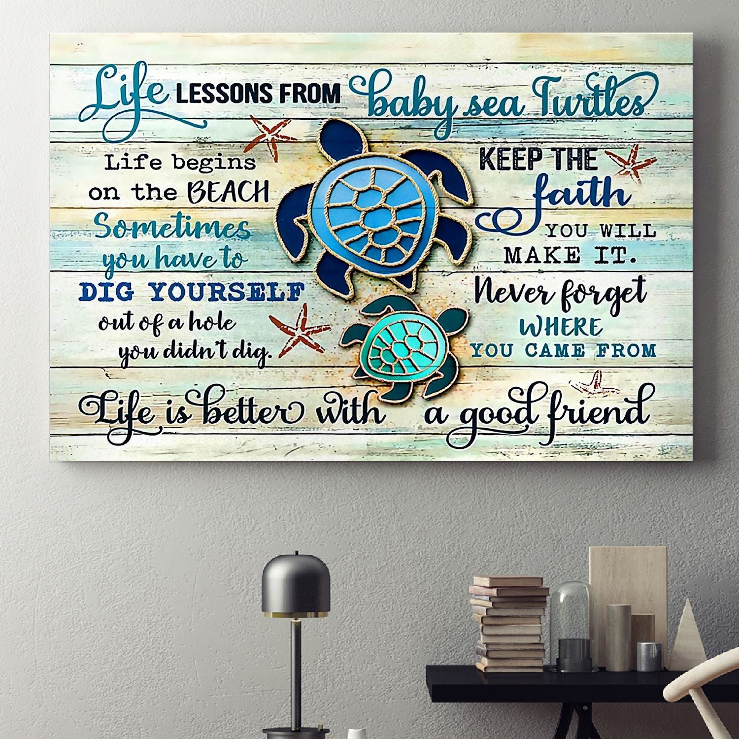 Baby Sea Turtles Poster – Life Is Better With A Good Friend Canvas Home Décor Gifts For Friend – Gigo Smart