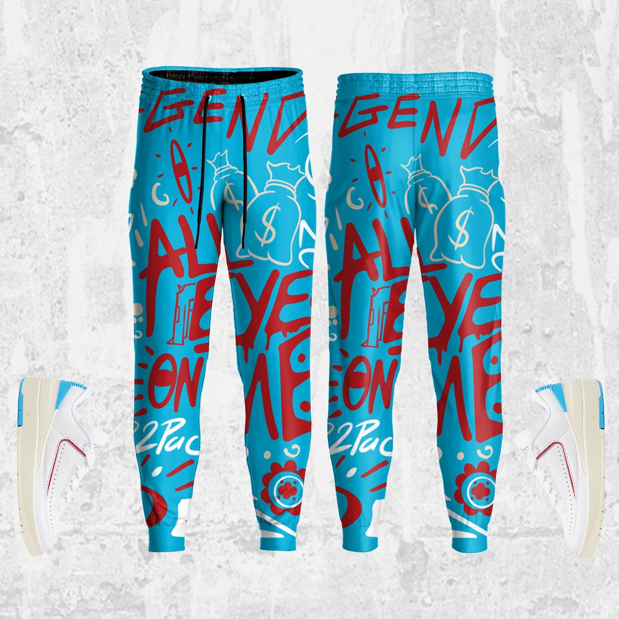 Doodle Eye ST Unisex Sneaker Pants match Jordan 2 Low University To Chi Outfit Sneaker, Pants match Jordan