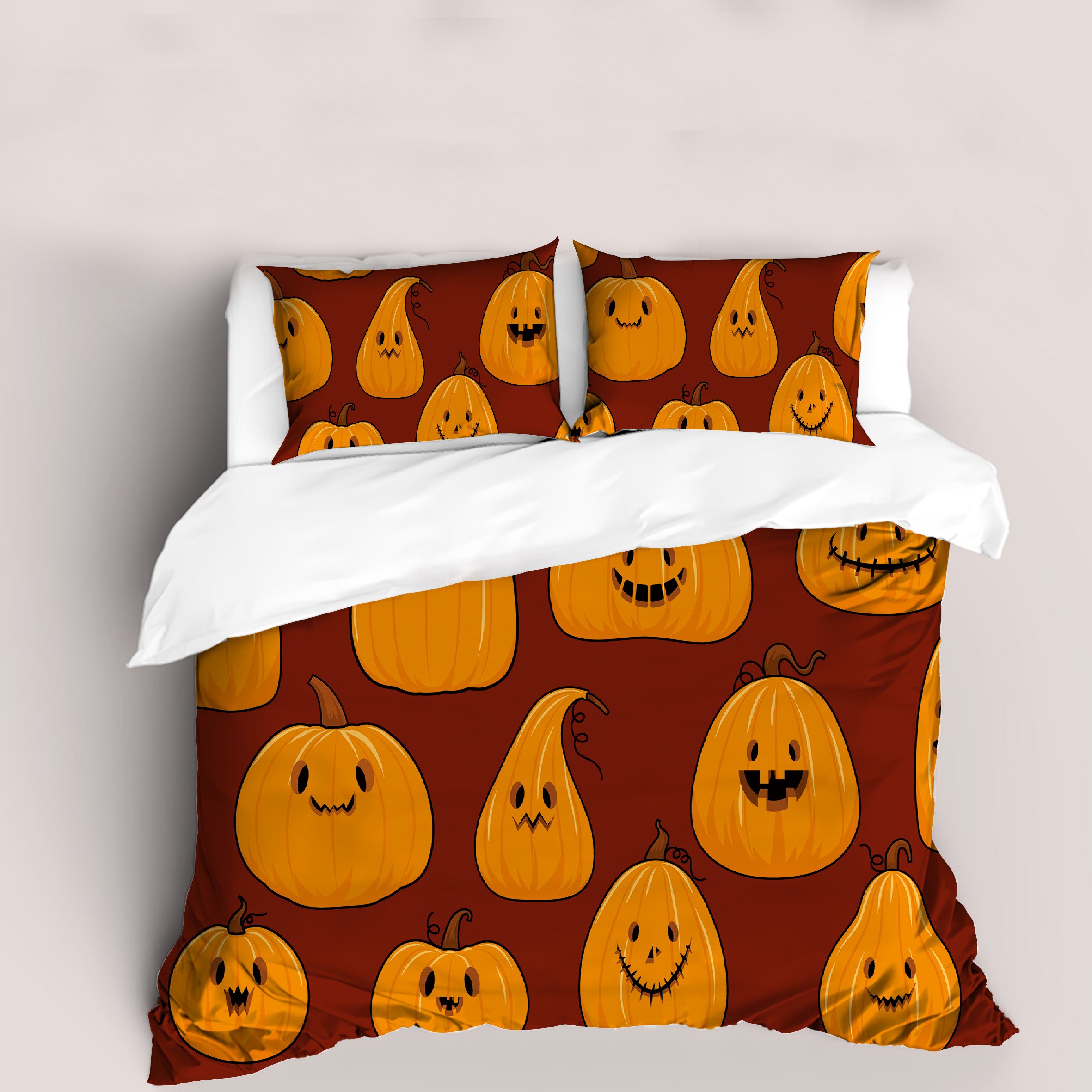 3D Halloween Pumpkin Quilt Cover Set Bedding Set Duvet Cover Pillowcases 64