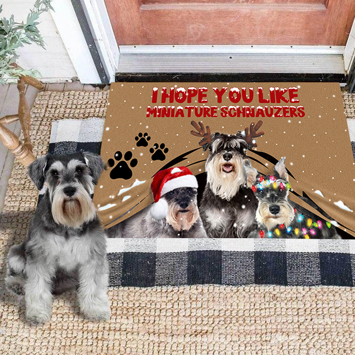 I Hope You Like Miniature Schnauzers Doormat Adorable Animal Xmas Decor Living Rustic Ornaments