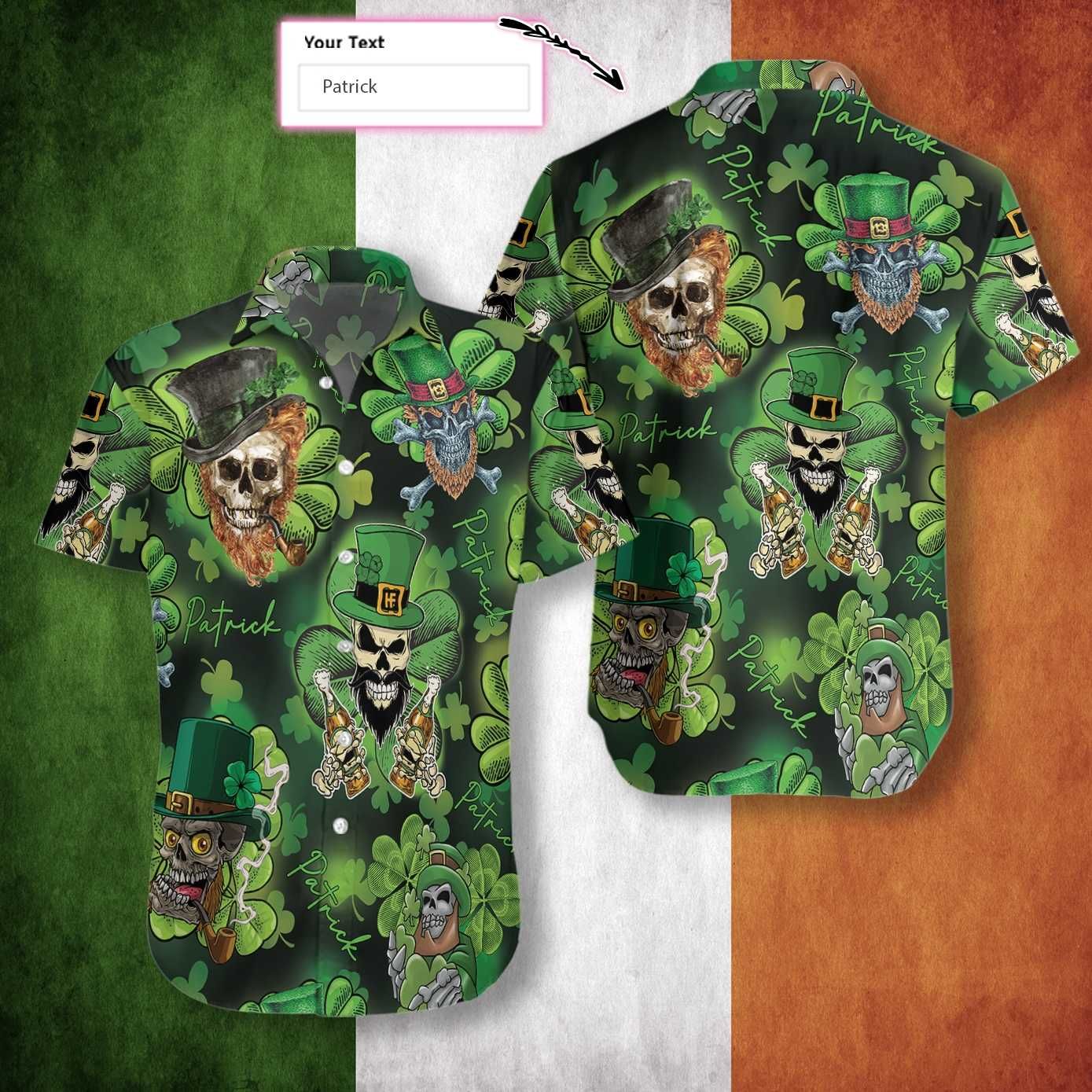 Personalized Name Leprechaun Skull Irish People Proud 1301 Custom Hawaii Shirt Ha80464