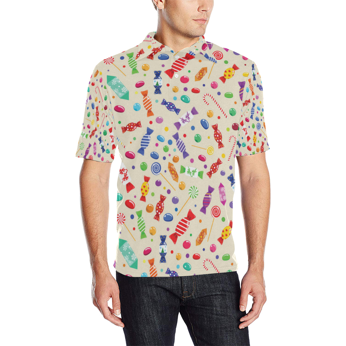 Candy Pattern Print Design 04 Men Polo Shirt