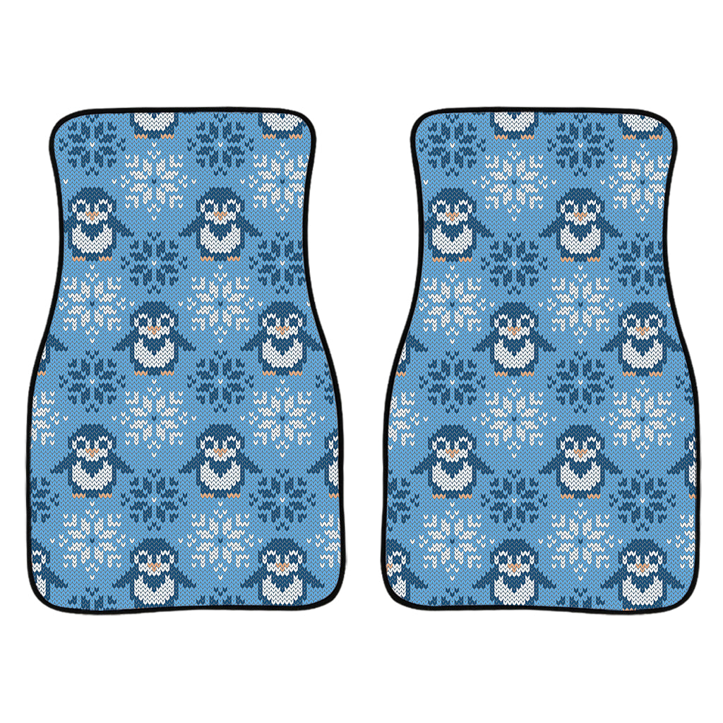 Snowy Penguin Knitted Pattern Print Front Car Floor Mats