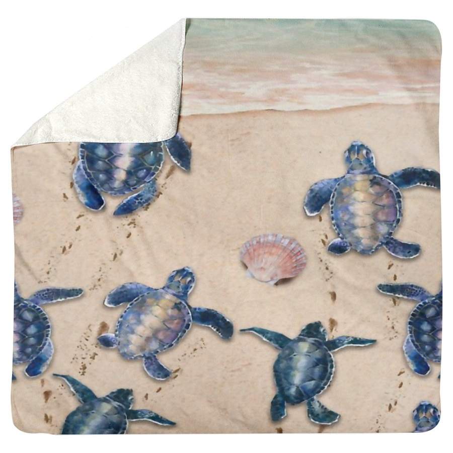 Turtle In The Sea Unique Custom Design For Animal Lovers Sherpa Blanket