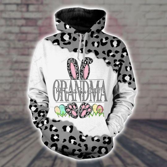 Apayprints -Gray Bunny Easter Leopard 3d All Over Printed Hoodie Set Grandma