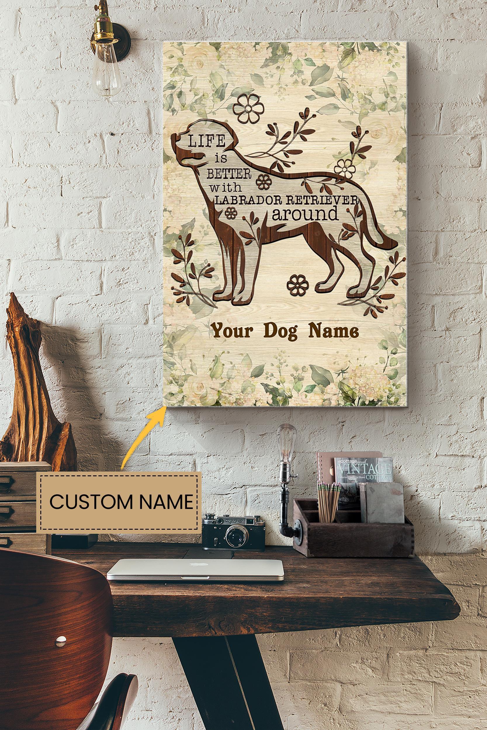 Labrador Retriever Personalized Poster – Animal Wall Art – Gift For Dog Lover Dog Foster Puppy Fan Wrapped Canvas