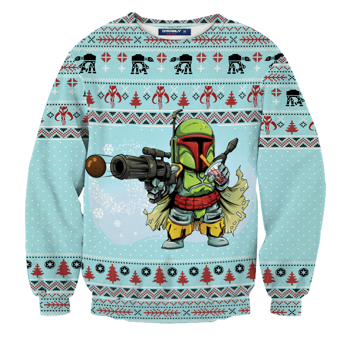 Unifinz Sw Ugly Sweater Sw Mandalorian Merry Bobamas Blue Sweater 2022