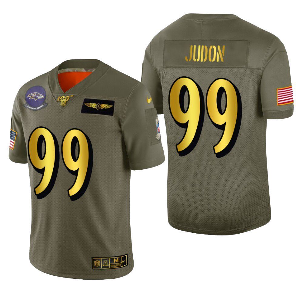 Baltimore Ravens Matt Judon 2019 Salute To Service NFL 100 Mens Jersey Metallic