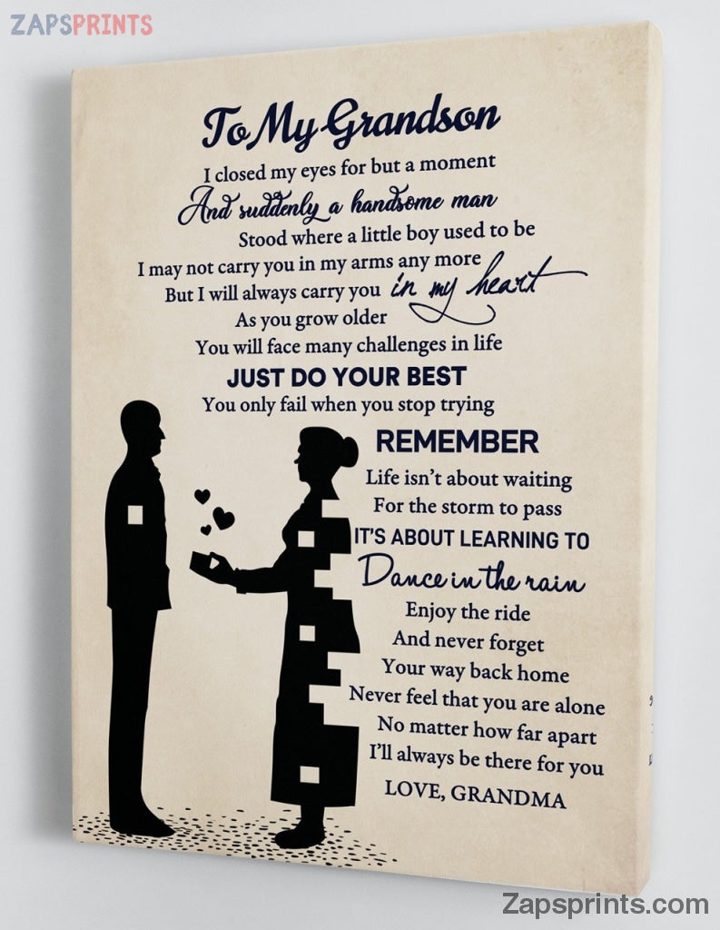 Grandchildren Canvas  – To My Grandson – From Grandma – Framed Canvas Gift Gms035 – Drandkids Canvas Artblankets.