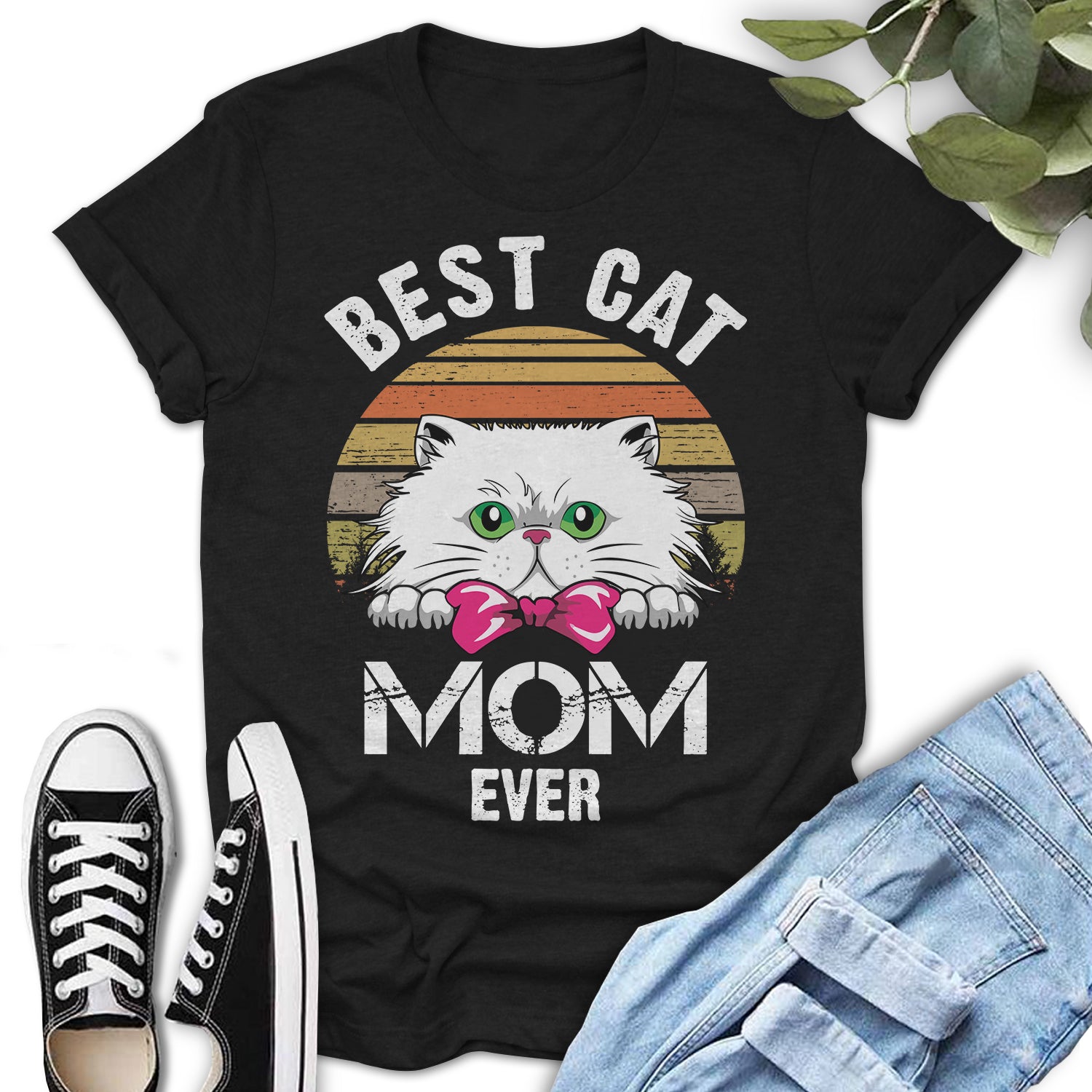 Best Cat Mom Ever Vintage Style T Shirt Happy Mother’s Day Gift For Mommy