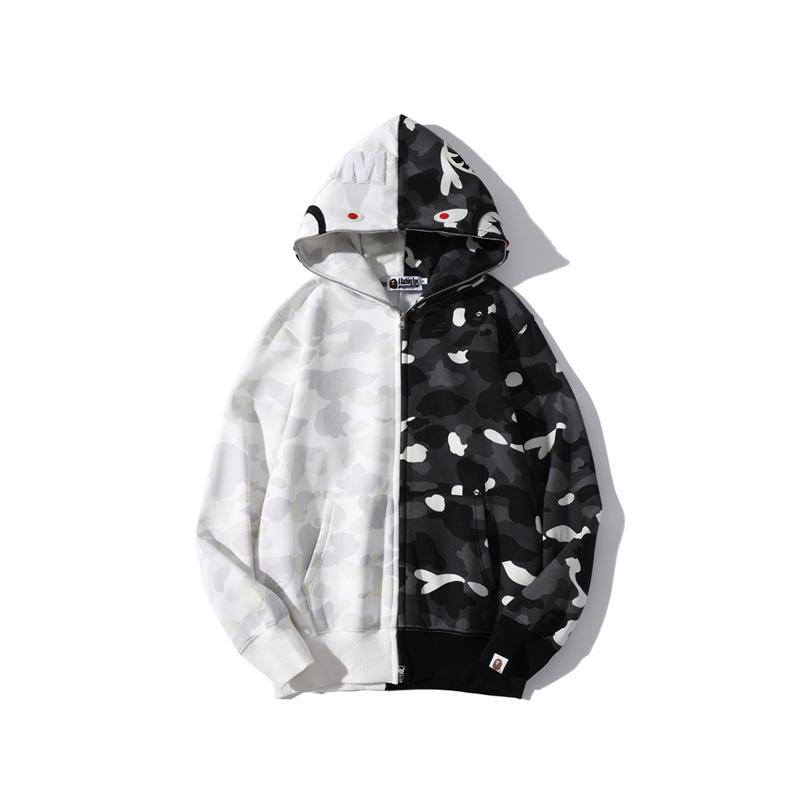 Bape Full Zip Shark Black White Hoodie Hdcp6730