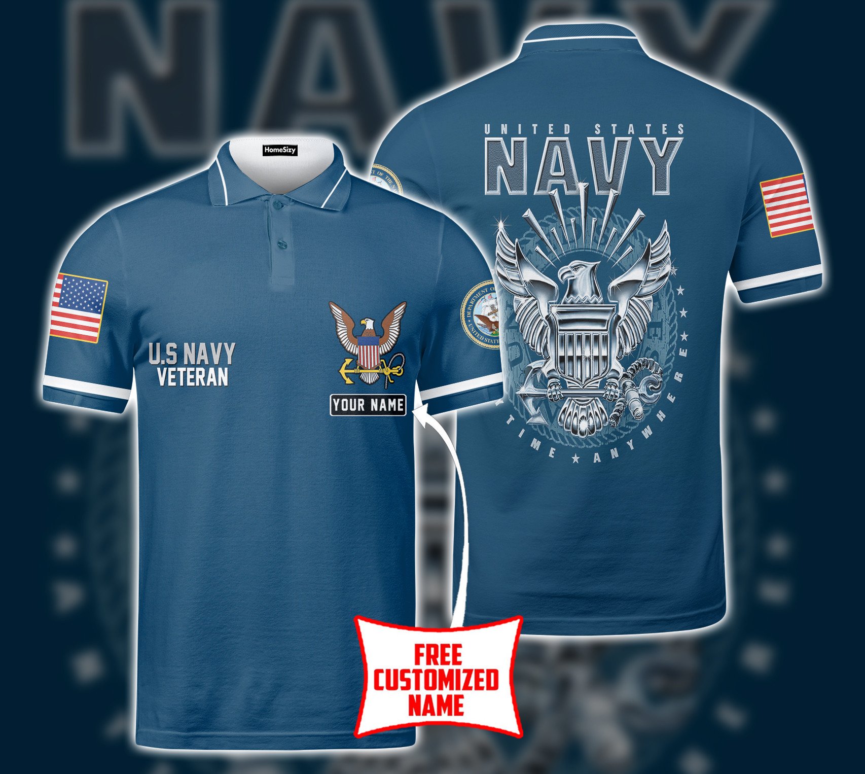 Personalized Custom Name 3D Us Navy Veteran Ver2 Polo Shirts Qt303180La