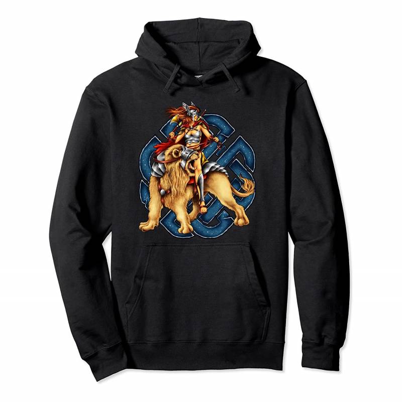 Women Viking Warrior Queen on Lion – Norse Viking Pullover Hoodie, T-Shirt, Sweatshirt