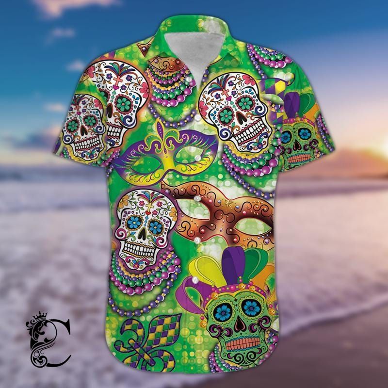 Amazing Sugar Skull Happy Mardi Gras 2021 Hawaiian Shirts