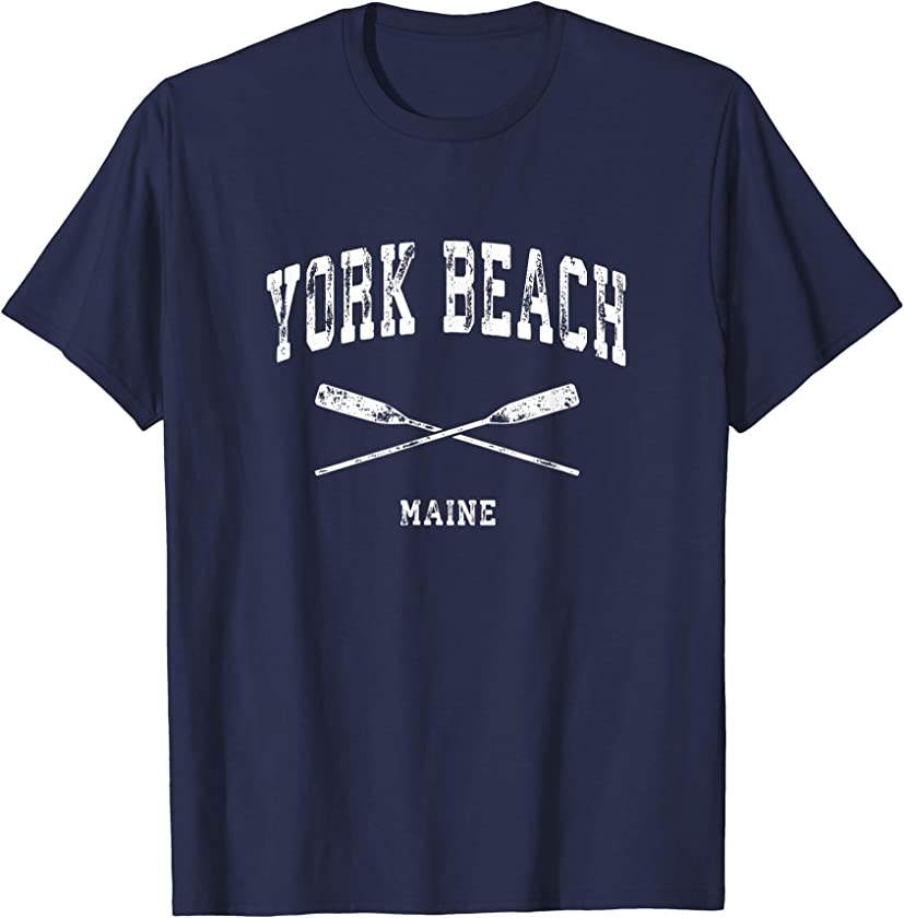 York Beach Maine Vintage Nautical Crossed Oars T-Shirt