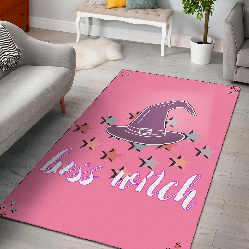 Halloween Area Rug | Boss Witch Hat Star Patterns Pink Rugs Home Decor