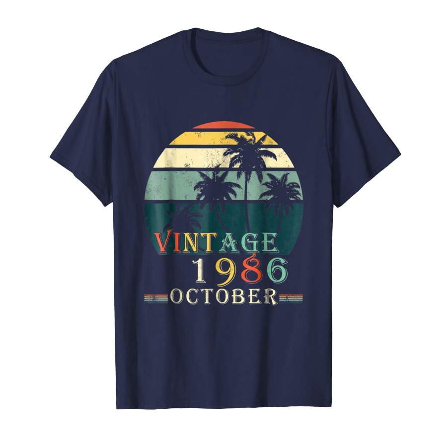 70s Style 32nd Birthday October 1986 Vintage Retro Tee Shirt