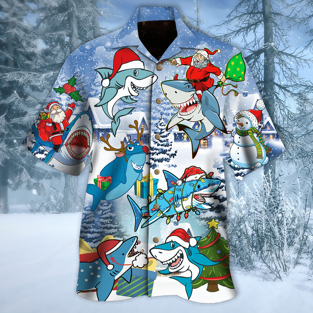 Christmas Shark Hawaii Shirt Re