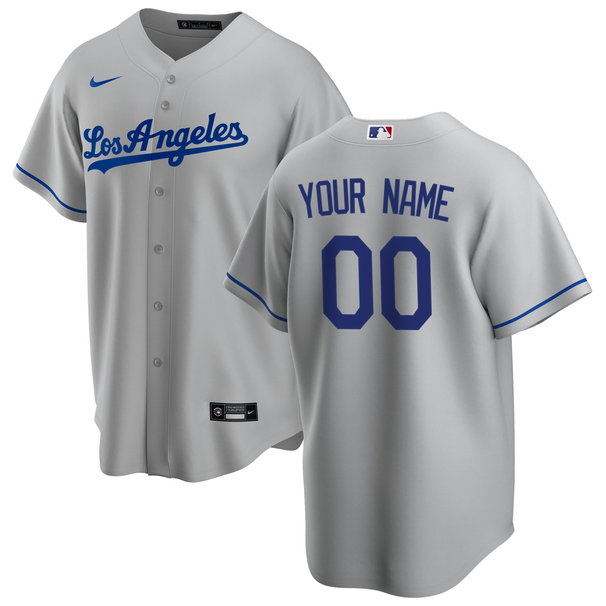 Men’s Los Angeles Dodgers Gray Road Custom Jersey