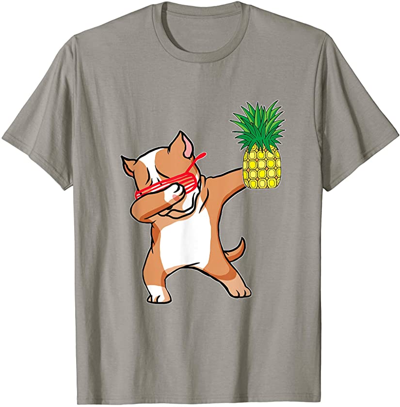 Dabbing Pitbull Puppy Dog Pineapple Aloha Hawaiian Gift T-Shirt