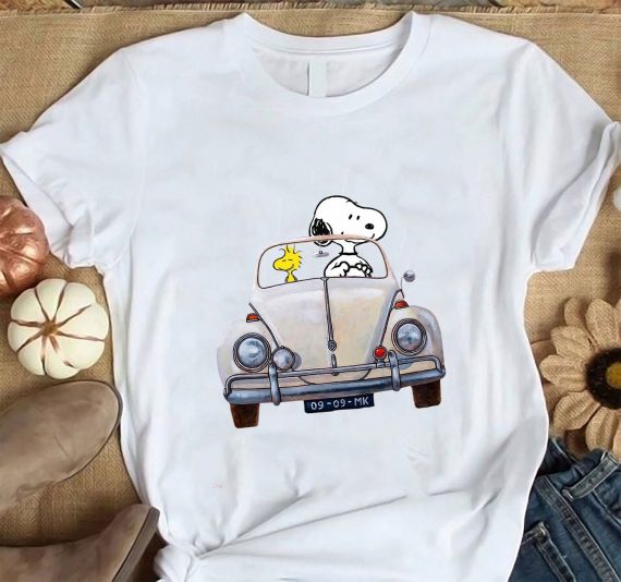 Snoopy Gift Snoopy Lover Snoope And Woodstock Driving Car Tshirt 2D Tshirt Cp