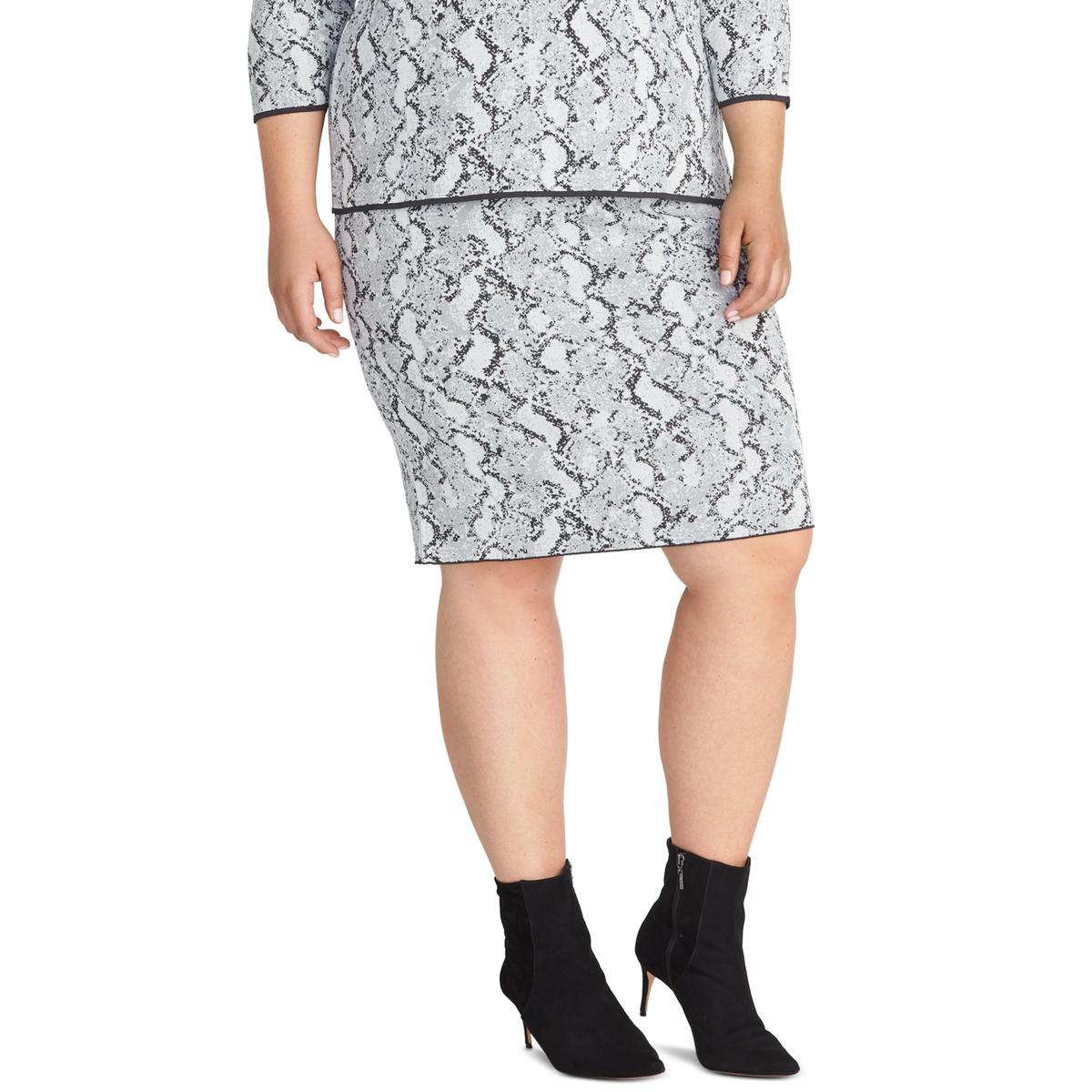 Plus Lindey Womens Sweater Animal Print Skirt