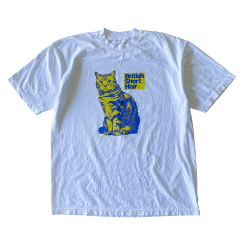 Blue and Yellow British Short Hair Tee Shirt Outfit  For Men  For Women