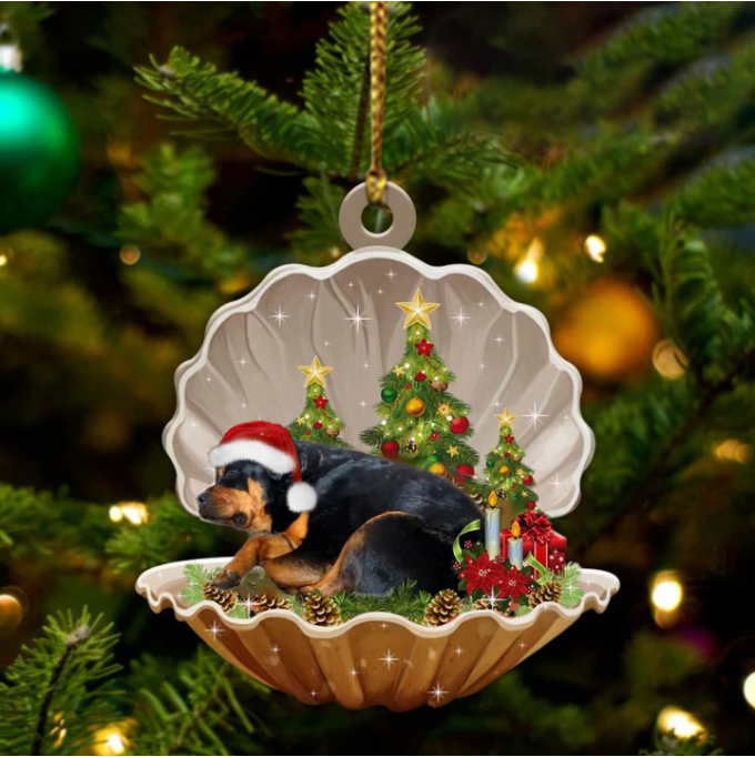 Rottweiler-Sleeping Pearl In Christmas Two Sided Ornament