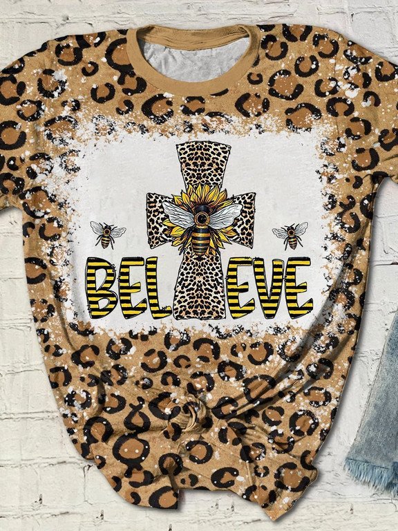 Bee Leopard 3D T-Shirt – Believe In God Hoodies Long Sleeve Gifts For Holy Week – T217