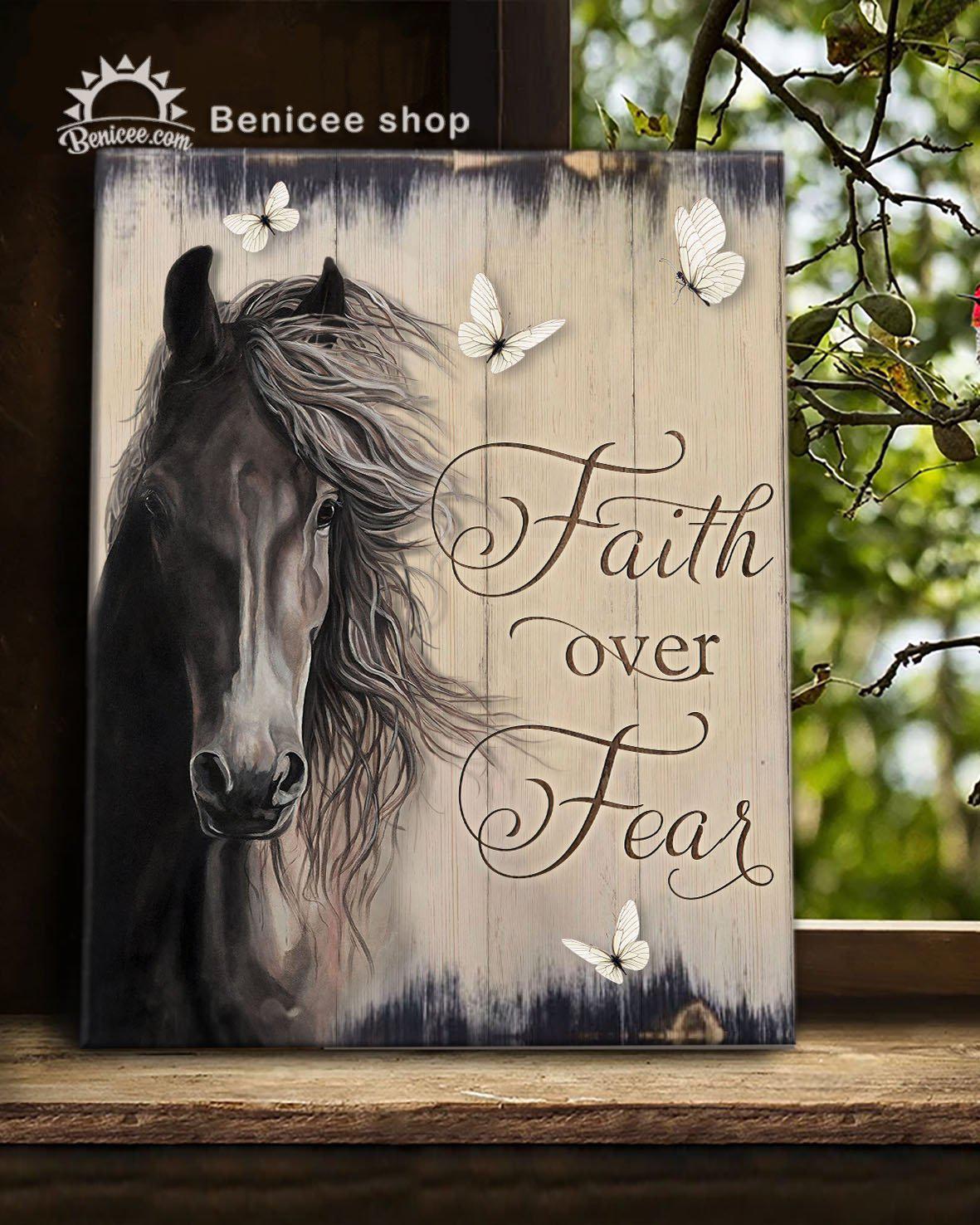 Benicee Horse Wall Art Canvas Decor Faith Over Fear Top 3 Home Decor