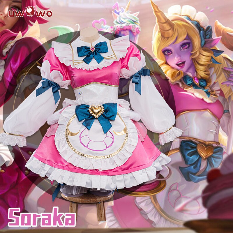 【ClearanceSale】UWOWO LOL Soraka Maid Soraka Cosplay Costume Game League of Legends Cafe Cuties Soraka Maid Cosplay Maid Dress alx