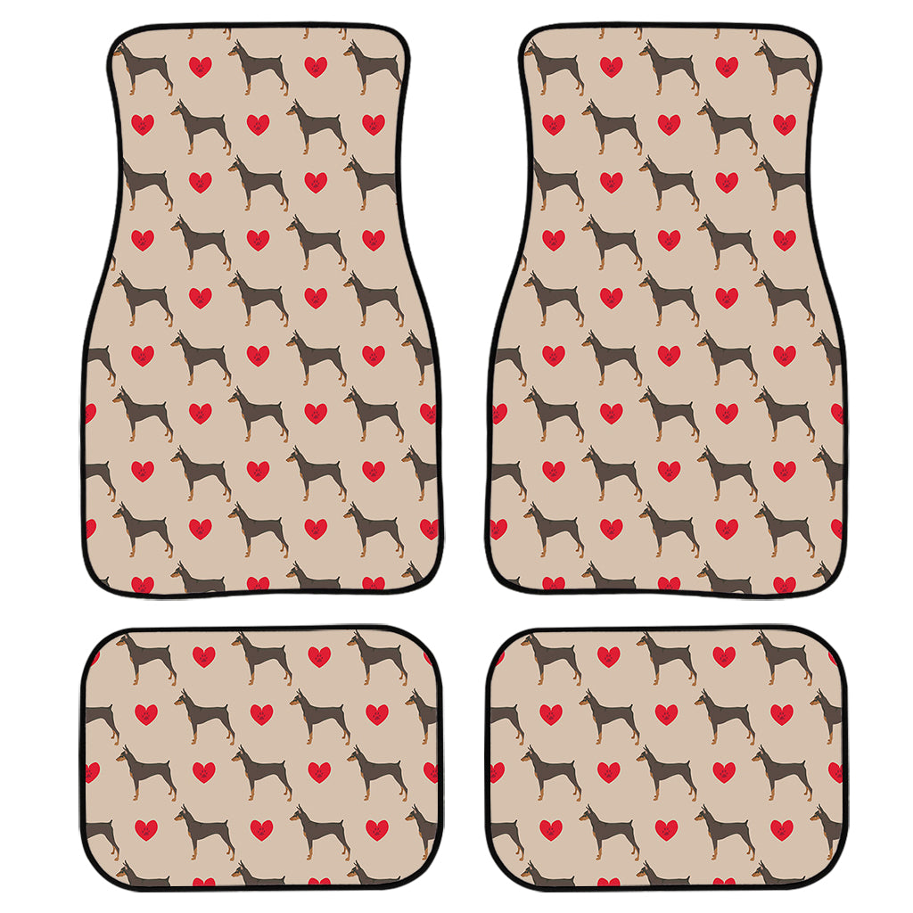 Love Dobermann Pattern Print Front And Back Car Floor Mats, Front Car Mat