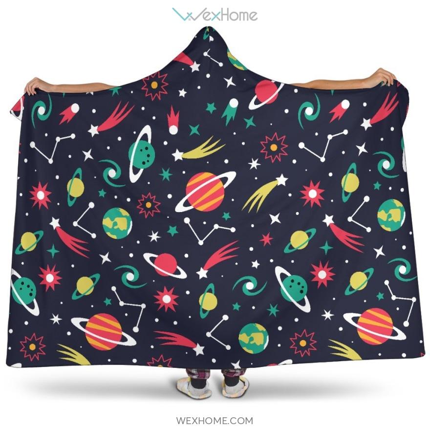 Colorful Space Pattern Planet Star Hooded Blanket