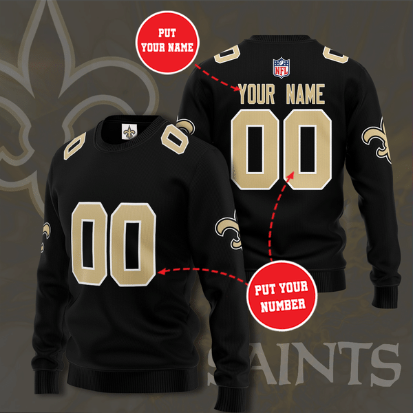 Personalized New Orleans Saints Football Team All Over Print 3D Sweatshirt-Black-Tph