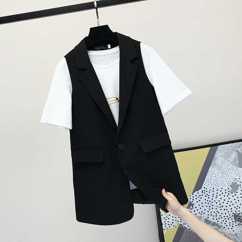 Slim Elegant Sleeveless Single Button Turn-down Collar Women Suit Vest Retro Office Lady Casual Long Waistcoat Jaqueta Feminina alx