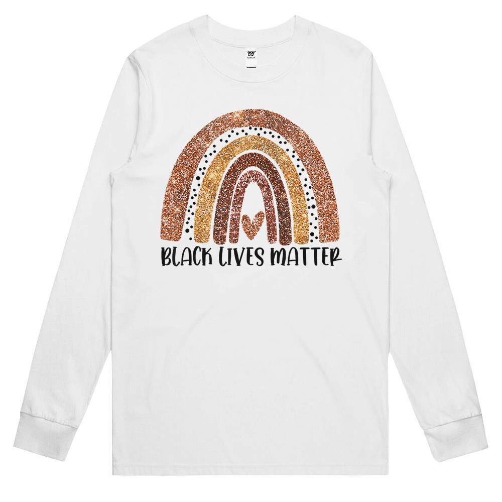 Black Lives Matter Glitter Rainbow Africa Girl Black History Long Sleeve T Shirts