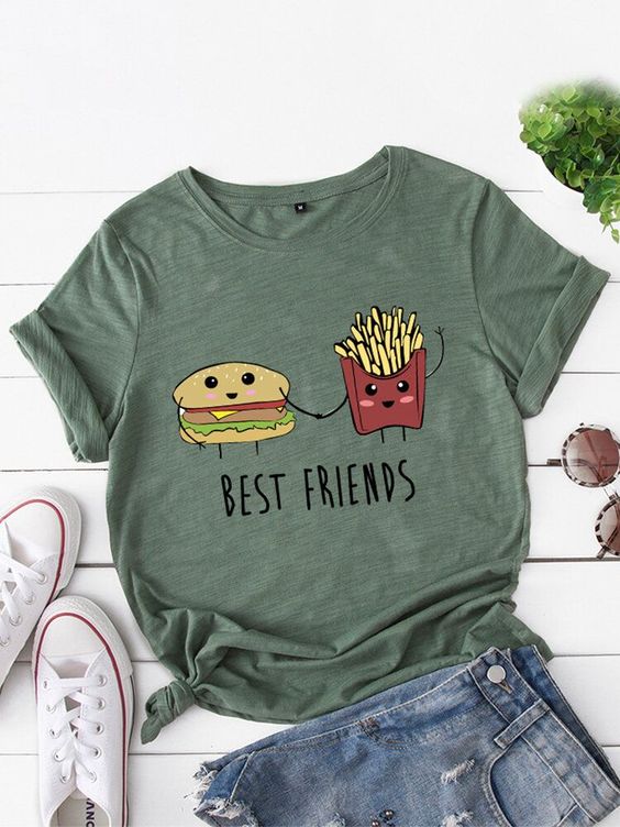 Cartoon Foods Print Short Sleeve O n … fashionstation