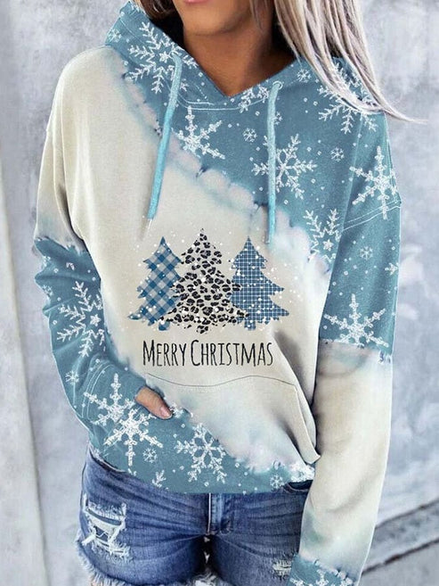 Casual Christmas Snowflake Print Hoodie Sweatshirt