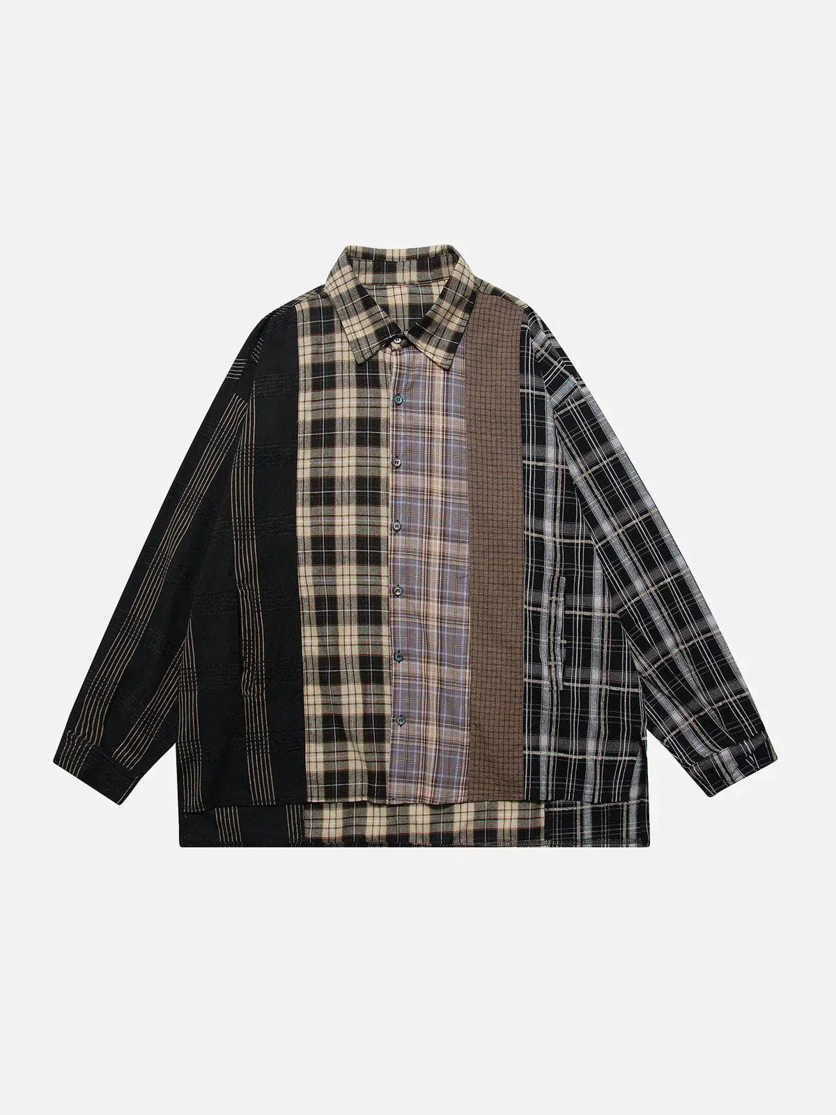 Talishko™ – Vintage Patchwork Long Sleeve Shirt