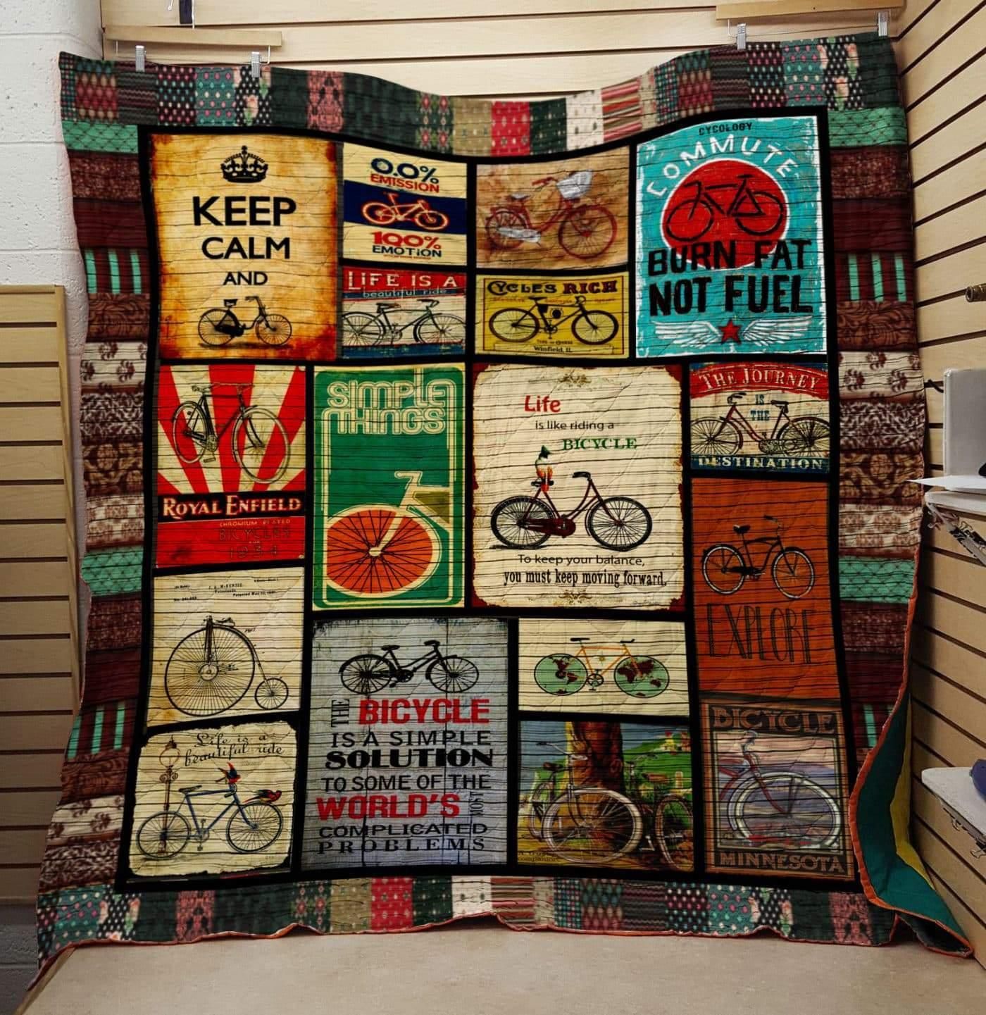 Keep Calm And Bicycle Quilt Blanket Great Customized Blanket Gifts For Birthday Christmas Thanksgiving