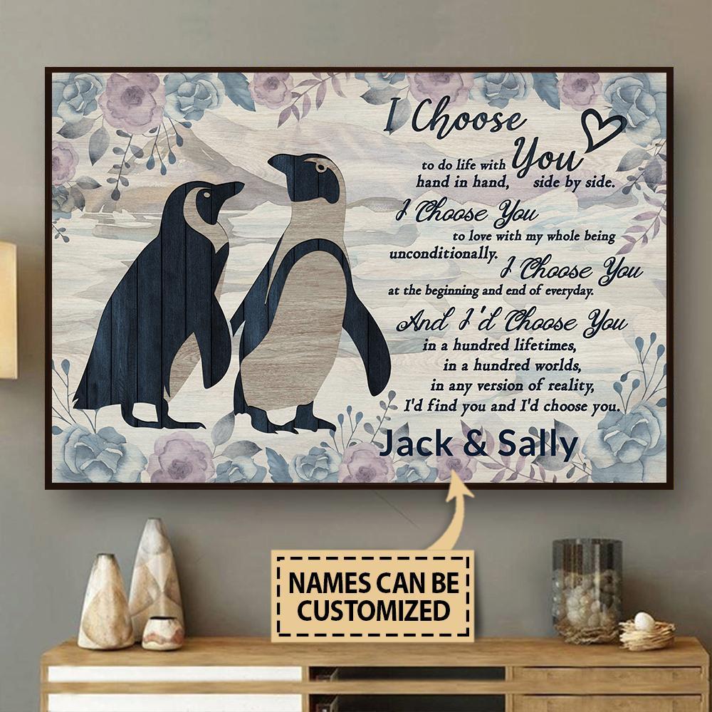 Aeticon Gifts Personalized Penguin Florist Pallet I Choose You Canvas Mom Dad Gift Home Decor