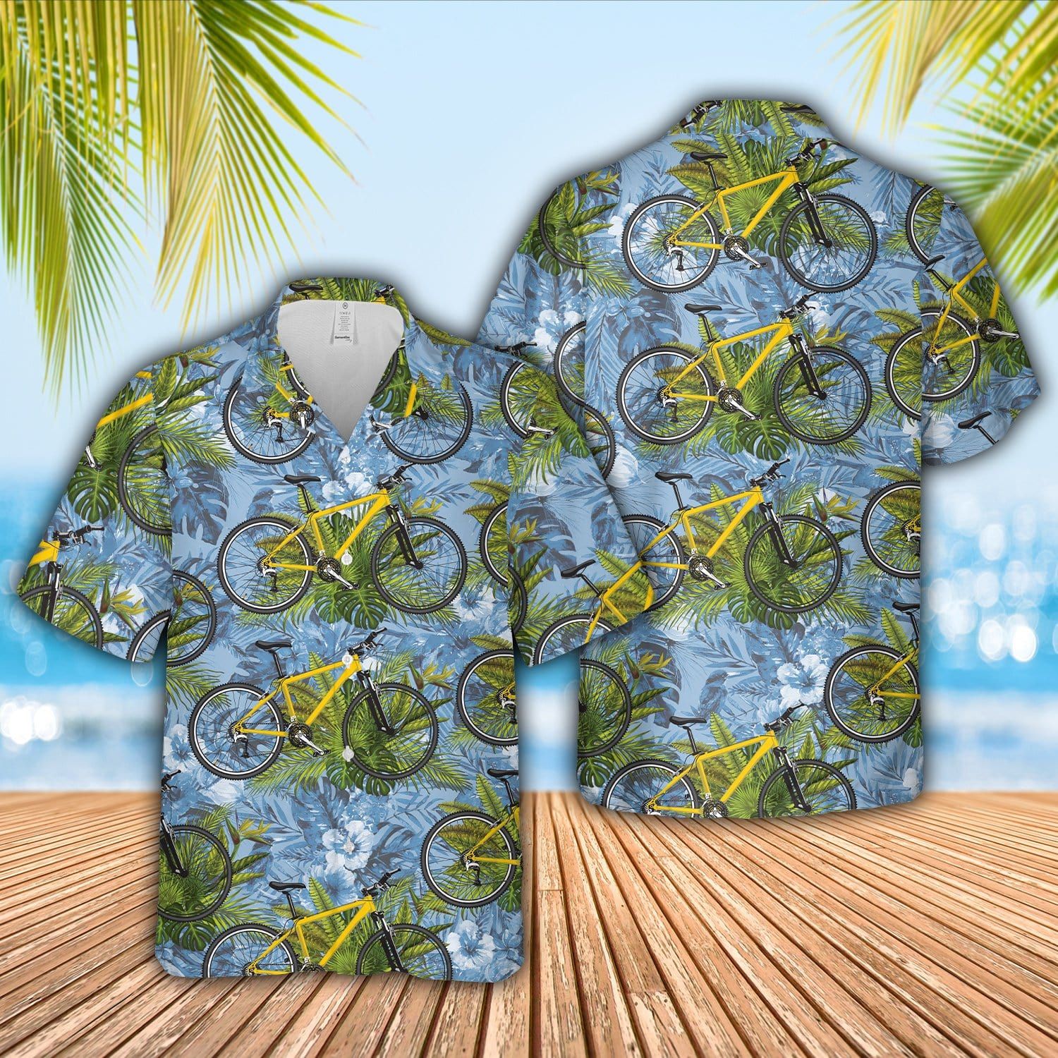 Blue Bicycle Tropical Unisex Hawaii Shirts Ha15446