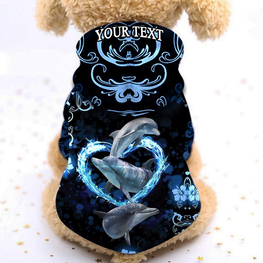 Blue Dolphins Personalized Dog Hoodie HG