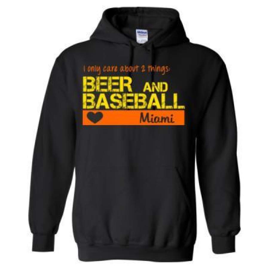 AGR Miami Marlins I Only Care About 2 Things Beer And Baseball – Heavy Blend™ Hooded Sweatshirt