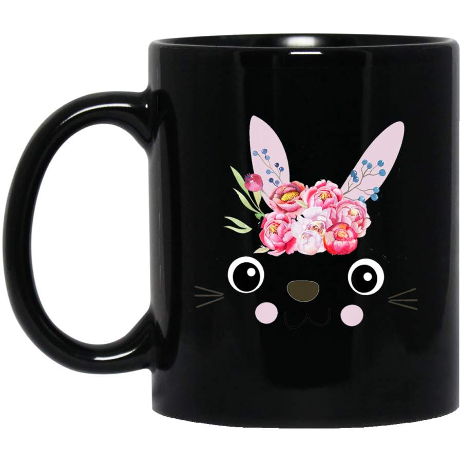 Cute Bunny Easter Day Gift 11oz 15oz Black Mug Happy Easter Day Funny Colors Eggs Bunny Ears Peeps Cute