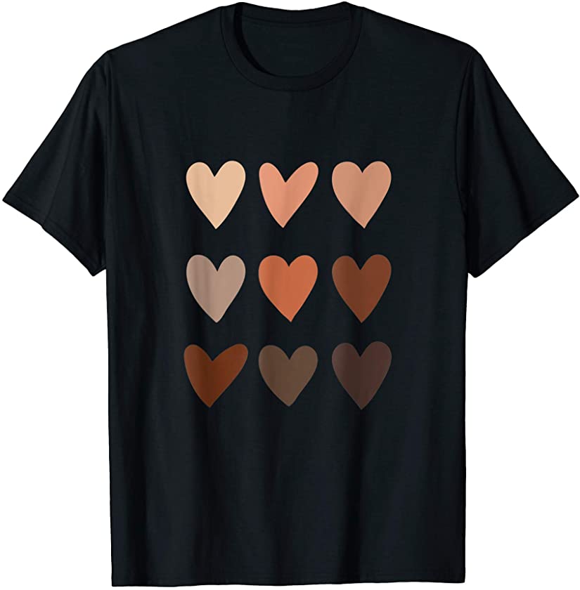 Skin Tone Hearts, Be Kind, Melanin Valentine T-Shirt